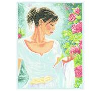 LANARTE PN-0154475 Gezählten Kreuzstich Kit, rote Blüten, Leinen
