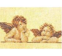 Lanarte Kreuzstich-Set ENGEL, Gezählte Kreuzstichbilder, 2er Set, 15 x 10 cm, für Erwachsene