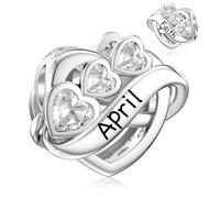 LANBEIDE April Geburtsstein Charms für Armbänder, 925er Sterlingsilber Unendlichkeits Liebesherz Perlen Geburtstags Charms für Pandora-Halskette, Geburtstagsgeschenke für Frauen