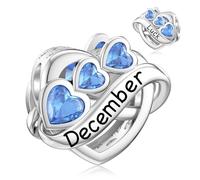 LANBEIDE Dezember Geburtsstein Charms, 925 Sterling Silber Infinity Love Herz Charms für Pandora Armband Halskette Blauer Topas Perlen Geburtstagsgeschenke für Frauen