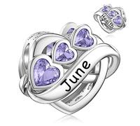 LANBEIDE Juni Geburtsstein Charms, 925 Sterling Silber Infinity Rubin Liebesherz Europäische Perlen Charms für Pandora Armband Halskette Geburtstagsgeschenke