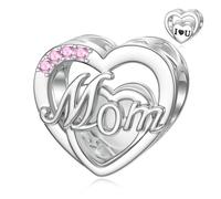 LANBEIDE Mama Charms für Pandora Charms, 925er Sterlingsilber Liebes Herz Beads Familien Beads für Pandora Armband, Geburtstagsgeschenke für Frauen und Mädchen