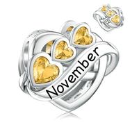 LANBEIDE November Geburtsstein Charms, 925 Sterling Silber Infinity Love Herz Perlen Charms für Pandora Armband Halskette Geburtstagsgeschenke für Frauen