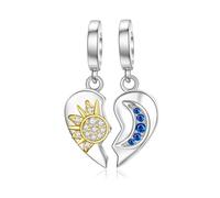 LANBEIDE Zweifarbige trennbare Stern Mond Charms für Pandora Charms, 925er Sterlingsilber Beads, Reise Beads für Pandora Armband, Geschenke für Frauen