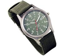 Lancardo Analoge Quarzuhr mit gewebtem Nylonband, Leuchtzeiger, Militärzeit, 24 Stunden (Armeegrün, 2 Stück)