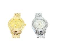Lancardo Armbanduhr 2er Set Quarz römische Ziffern Farbe Gold Silber Diamant Look