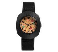 Lancardo Armbanduhren Damen Rechteckige Damenuhren: Boho Tonneau-Form Blumen Analog Quarzuhr mit Arabische Echtleder Armband Uhren Geschenke für Frauen schwarz