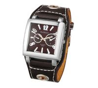 Lancardo Armbanduhren Herren Lederarmband Uhren: Steampunk Rechteckige Große Analoge Quarzuhren Retro Punk Rock Motorrad Leder Herrenuhren Geschenke für Männer braun