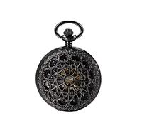 Lancardo Damen Herren Steampunk mechanische Taschenuhr schwarz, Retro Zahnrad Ritzel Kettenuhr Skelett Uhr mit Kette