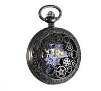Lancardo Damen Herren Taschenuhr Retro Zahnrad Ritzel Mechanische Kettenuhr Skelett Uhr Steampunk Automatik mechanisch Pocket Watch Bronze mit Halskette Pullover Kette