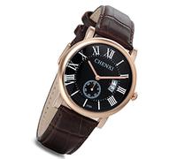 lancardo Herren 's Rose Gold Braun Echtes Leder Band Japanisches Uhrwerk Chronograph mit Kalender