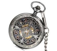 Lancardo Taschenuhr Vintage Herren Damen Automatisches mechanisches Uhrwerk Uhr mit Metall Kette Weihnachten Geschenk