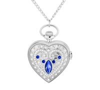 Lancardo Taschenuhren Herzform Volldiamant Uhren: Glänzende Strass Halskettenuhr Analoge Quarzuhr mit Arabischen Ziffern Antike Taschenuhr Geschenke für Frauen Silber