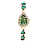 Lancardo Uhren Damen Volldiamant Armbanduhren: Glänzende Diamant Tropfenförmige Analog Quarzuhren mit Arabische Ziffern Elegante Kristallverzierunge Damenuhren Geschenke für Frauen Mädchen grün