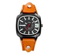 Lancardo Uhren Herren Damen Echtlederarmband: Rechteckige Große Analoge Quarzuhr mit Balkenskala Vintage Punk Lederarmband Uhr mit Leuchtende Zeiger Halloween Motorraduhr für Frauen Männer braun