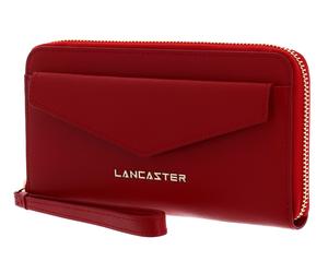 LANCASTER Saffiano Signature Zip Wallet Rouge