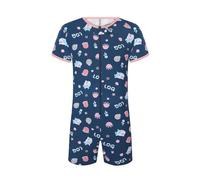 Landofgenie Herren Body Atmungsaktiver Baumwolle Bodysuit mit Reißverschlüsse, Kurzarm One-Piece Pyjama Meeresorganismus-Druck L