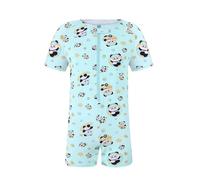 Landofgenie Herren Body Atmungsaktiver Baumwolle Bodysuit mit Reißverschlüsse, Kurzarm One-Piece Pyjama Astronaut Panda-Druck S