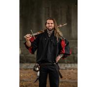 Landsknecht Mittelalterhemd "Albert" schwarz/rot M