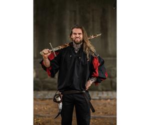 Landsknecht Mittelalterhemd "Albert" schwarz/rot M