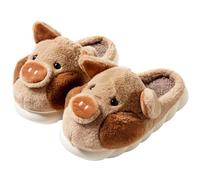 LANFIRE Big Kid und Erwachsene Baumwolle Hausschuhe Schwein Hausschuhe Plüsch Hausschuhe Tier Hausschuhe Damen Schuhe (Brown, 39/40, numeric_39)