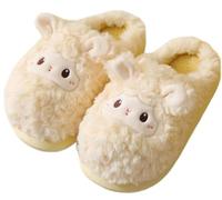 LANFIRE Damen Tier Schaf Hausschuhe weiche warme Winter Hausschuhe Haushalts Plüsch Baumwoll schuhe (Beige, Erwachsene, Damen, 36, Numerisch (von U Schuhgrößensystem, 37, Schmal)