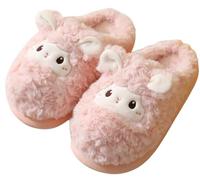 LANFIRE Damen Tier Schaf Hausschuhe weiche warme Winter Hausschuhe Haushalts Plüsch Baumwoll schuhe (Pink, Erwachsene, Damen, 38, Numerisch (von U Schuhgrößensystem, 39, Schmal)
