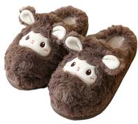 LANFIRE Damen Tier Schaf Hausschuhe weiche warme Winter Hausschuhe Haushalts Plüsch Baumwoll schuhe (Grey, Erwachsene, Damen, 40, Numerisch (von U Schuhgrößensystem, 41, Schmal)