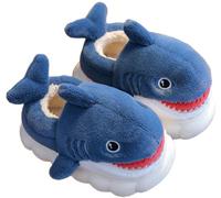 LANFIRE Tier Hausschuhe für Frauen Niedliche Hai-Hausschuhe Winter Plüsch Home Indoor Baumwoll schuhe (Grey shoes, 34)