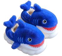 LANFIRE Tier Hausschuhe für Frauen Niedliche Hai-Hausschuhe Winter Plüsch Home Indoor Baumwoll schuhe (Blue shoes, 36)