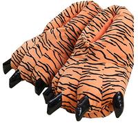 LANFIRE Unisex Soft Plüsch Haus Hausschuhe Tier Kostüm Pfote Claw Schuhe (S (Kind/Größe: 28-34), Tiger)