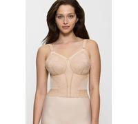Lang-BH TRIUMPH "Doreen L02 X", Damen, Gr. 90, Cup B, beige (natur), Microtouch, Obermaterial: 79% Polyamid, 13% Elasthan, 8% Baumwolle, gemustert, unifarben, BHs, mit Spitzendetails (355505-90) natur