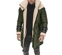 Lang Herrenjacke Herren Winter Verdicken Bomberjacke Revers Lammfell Schaffell Lederjacke Männer Winter Leder Winterjacke