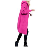 Lang Hoodie Damen Sweatjacke Einfarbig Zip up Kapuzenpullover Sweatshirt mit Kapuze Casual Langarm Oversized Y2K Kapuzenjacke Reißverschluss Kapuzenpulli Cardigan Strickjacke