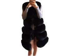 Lang Steppweste Damen Kunstpelze Weste Elegant Einfarbig Pelzweste Ärmellose Fellweste Dicke Warme Pelzmantel Winter Kunstfell Jacke Mantel Felljacke Winterjacke Pelzjacke Wintermantel Fellmantel 3XL