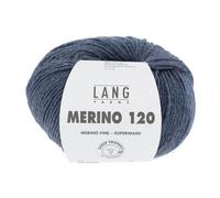 LANG YARNS »Merino 120« Häkelwolle, (50 Gramm), weiche, temperaturregelnde Merinowolle, no mulesing, JEANS DUNKEL MELANGE - 0234