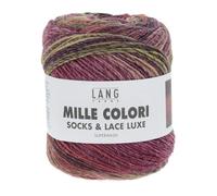 LANGYARNS - MILLE COLORI SOCKS & LACE LUXE - Farbe - BORDEAUX/DUNKELGRÜN/LACHS
