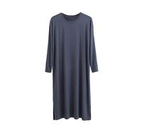 Langärmelige Nachthemden für Herren, Herren Ultra Soft Modal Pyjamas Nachthemd Loose Fit Nachthemd L-3XL,Iron Gray,XXL