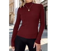 Langärmeliges Damen-Top, Rollkragen, Basic-T-Shirt, Stretch, enganliegend, Thermounterwäsche für Frauen