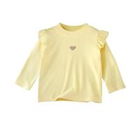 Langärmeliges Oberteil für Mädchen, Baumwolle, Rüschenbluse, Rundhalsausschnitt, T-Shirt, Herz-Top, Activewear, Übergröße, bequem, niedlich, lässig, athletisch, Schulhemden, Alter 2-10 Jahre, Ein Gelb