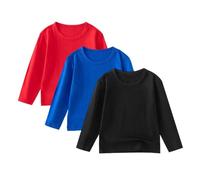 Langärmeliges Oberteil für Mädchen, Baumwolle, Rundhalsausschnitt, Activewear, Übergröße, leicht, atmungsaktiv, lässig, Sport-T-Shirt, athletisch, Schule, Tunika, Alter 1-11 Jahre, A Schwarz, 4 Jahre