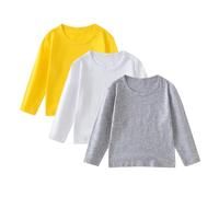 Langärmeliges Oberteil für Mädchen, Baumwolle, Rundhalsausschnitt, Activewear, Übergröße, leicht, atmungsaktiv, lässig, Sport-T-Shirt, athletisch, Schule, Tunika, Alter 1-11 Jahre, Ein Gelb, 8 Jahre