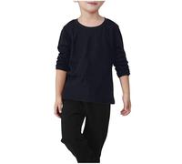 Langärmeliges Oberteil für Mädchen, Baumwolle, Rundhalsausschnitt, Tunika, Tops, lange Ärmel, Fitnessstudio, Activewear, T-Shirts, übergroße T-Shirts, bequem, Sport, Freizeit, Schule, Alter 2-11 Jahre