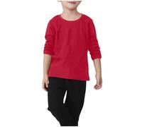 Langärmeliges Oberteil für Mädchen, Baumwolle, Rundhalsausschnitt, Tunika, Tops, lange Ärmel, Fitnessstudio, Activewear, T-Shirts, übergroße T-Shirts, bequem, Sport, Freizeit, Schule, Alter 2-11 Jahre