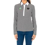 Langärmeliges Poloshirt mit kontrastierendem Reverskragen 2WPH66 für Damen, Weiß-Schwarz, numeric_1