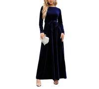 Langärmliges Damen-Maxikleid aus Samt, Lange, fließende Swing-Kleider für Hochzeitsgäste