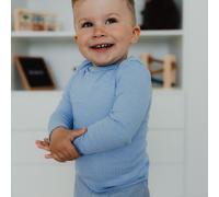 Langärmliges Kinderhemd aus Merinowolle, Baumwolle und Seide blau Cosilana 91033 Größe: 74/80