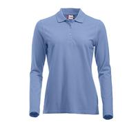 Langärmliges, klassisches Polo-Shirt für Damen, Baumwolle, moderne Passform, 11 lebendige Farben, XS-XXL Gr. L, hellblau