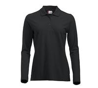 Langärmliges, klassisches Polo-Shirt für Damen, Baumwolle, moderne Passform, 11 lebendige Farben, XS-XXL Gr. XL, schwarz