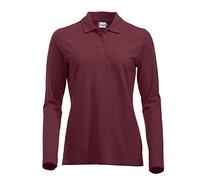 Langärmliges, klassisches Polo-Shirt für Damen, Baumwolle, moderne Passform, 11 lebendige Farben, XS-XXL Gr. M, burgunderfarben
